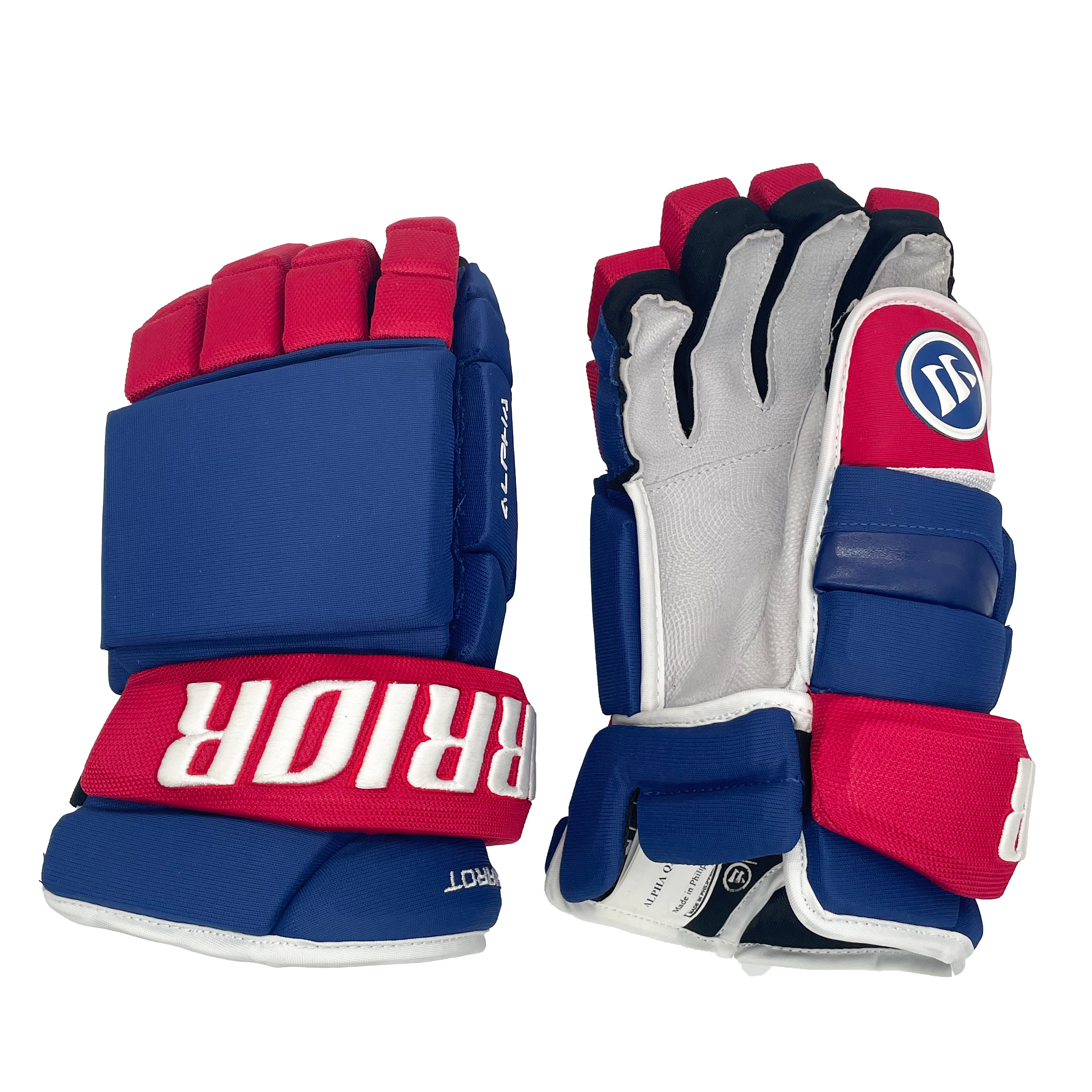 Warrior Alpha QX - Gant NHL Pro Stock - Ben Chiarot (Bleu/Rouge/Blanc)